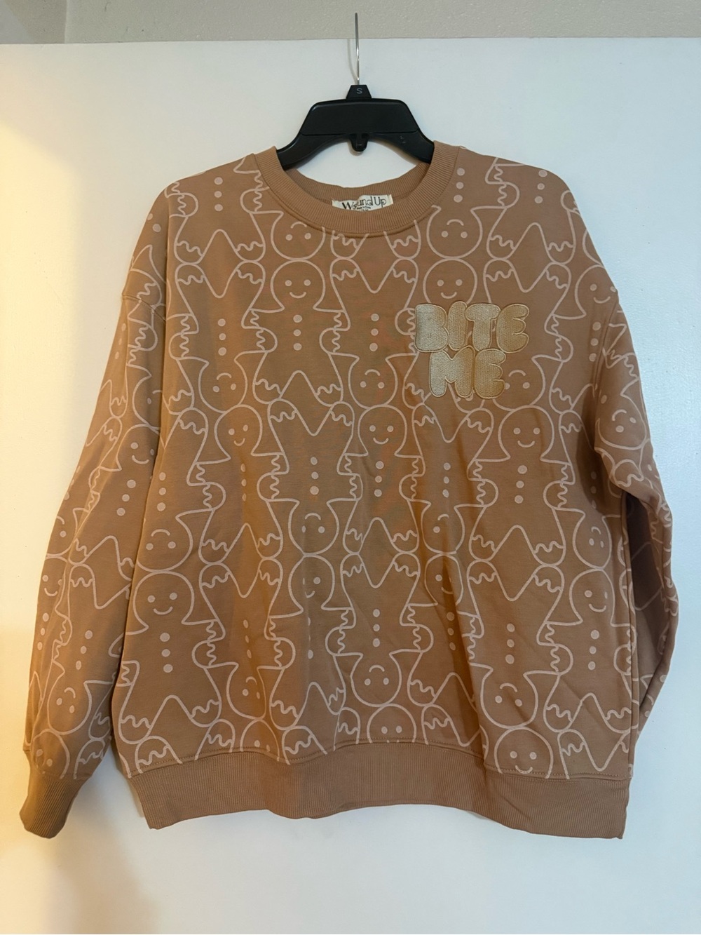 Wound Up Bite Me Gingerbread Christmas Sweatshirt Large